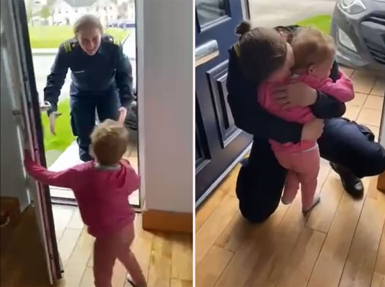 WATCH: Irish mother reunites with her child as she returns from Navy ship WATCH: Irish mother reunites with her child as she returns from Navy ship