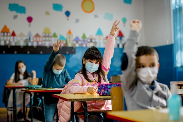 Mask rule for primary schools is being revised by Government as a third of tests are children Mask rule for primary schools is being revised by Government as a third of tests are children