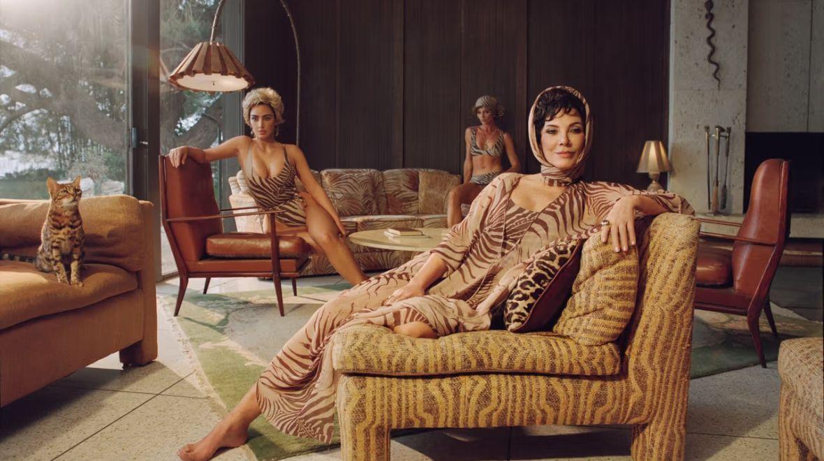 The campaign for Skims Swim x Roberto Cavalli features Kris Jenner.