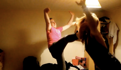 VIDEO: Girl Video-Bombs Friend, Gets A Kick In The Face