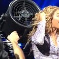 VIDEO – Beyoncé’s Greatest Fan? Singer Pokes Fun At Herself After Getting Hair Stuck In Fan Live On Stage