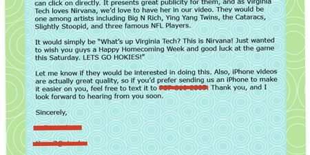 Oh No, Really? College Mascot Requests Nirvana Video Message For Homecoming