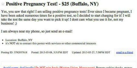 Boyfriends Beware: This Woman Sold Positive Pregnancy Tests for $25 on Craigslist