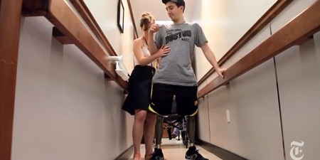 VIDEO – A Marathon Comeback, Boston Survivor Takes First Steps With New Legs