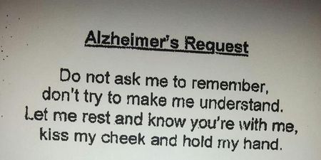PICTURE – This Heartbreaking Note Was Posted Outside An Alzheimer’s Patient’s Room In A Hospital