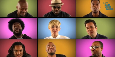 VIDEO – Miley Cyrus Performs AMAZING A Cappella Version Of “We Can’t Stop” With Jimmy Fallon And The Roots