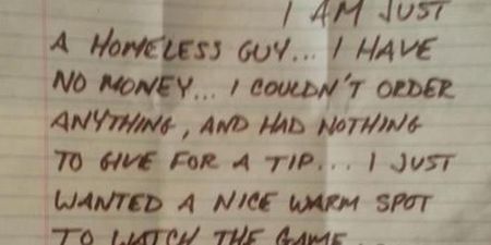 Homeless Man Thanks Restaurant Staff With Handwritten Note
