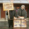 PIC: “Careful Now” Father Ted Enthusiast Helps Out With Storm Damage