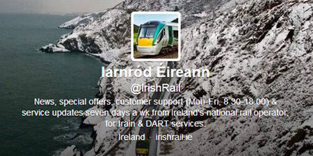 PICTURE –  Whoever Is Operating The Irish Rail Twitter Account Certainly Has A Good Sense Of Humour