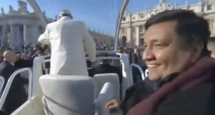VIDEO: Pope Stops to Give His Pal A Lift in the Popemobile