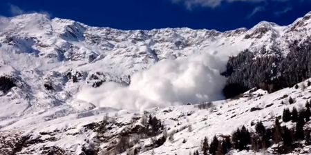 VIDEO: Farmer Captures Enormous Snow Avalanche Creeping Down The Italian Alps
