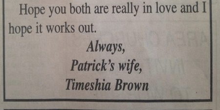 Always, Patrick’s Wife: Woman Shames Cheating Husband With Spectacular Newspaper Advert