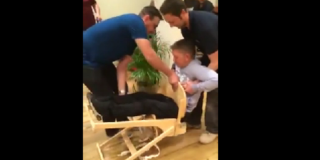 WATCH: This Is What Happens When A Grown Man Gets Stuck In A High Chair