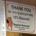 This Restaurant Offers A 10% Discount If You Carry A Gun