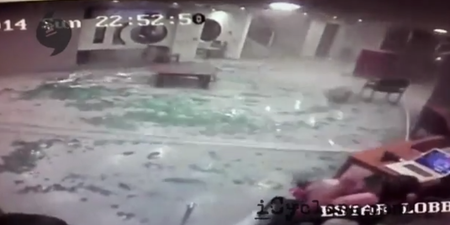 CCTV Footage Of Hurricane Ripping Through Hotel Lobby Is Slightly Terrifying