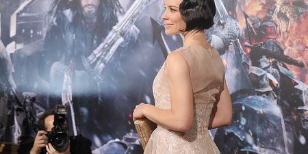 Her Look of the Day – Evangeline Lilly Is Angelic In Alberta Ferretti