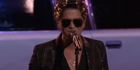 WATCH: Bruno Mars Performs New Track Live While Wearing Gold Rollers In His Hair