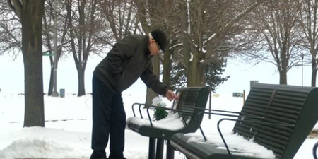 These Strangers Cleared Snow So This Elderly Gentleman Could Leave Flowers At His Wife’s Grave