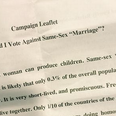 Group Responsible For Same-Sex Marriage Leaflet Defend Controversial Content