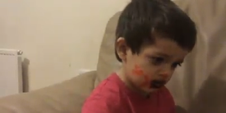WATCH: One Three Year Old INSISTS He Didn’t Get Into The Make-Up Drawer…
