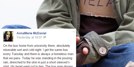 Irish Bus Driver Praised For Random Act Of Kindness To Shivering Homeless Man