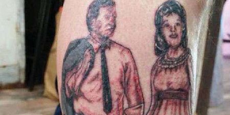 A Man Got This Tattoo Of His Parents On His Leg But It’s His Workplace That Are NOT Impressed
