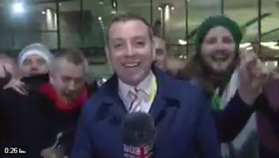 WATCH: BBC Reporter Gets Absolutely Mobbed By Irish Fans At The Aviva