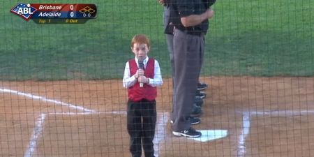 WATCH: Kid Battles Hiccups Through National Anthem And Our Ovaries Are About To Explode