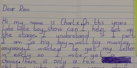 One Irish Boy Wrote A Brilliant Letter To Ryan Tubridy Ahead Of The Toy Show… And Now His Dream Is Coming True