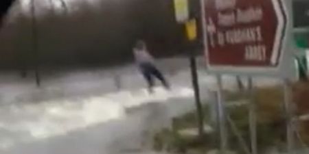 VIDEO: Lady Travels Flooded Roads Of Tipperary On Wakeboard