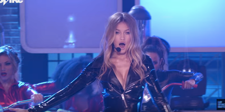 WATCH: Gigi Hadid Has Some Very Special Guests In Her Latex-Clad Lip Sync Battle