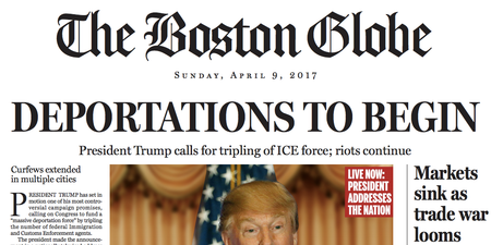 PIC – This Front Page Of The Boston Globe Shows The Reality Of Trump Becoming President