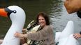 This picture of a truly dedicated midwife on an inflatable swan is going viral