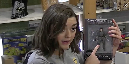 WATCH – Game Of Thrones’ Maisie Williams poses as a game shop employee