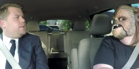 Chewbacca mom strikes again with James Corden and JJ Abrams