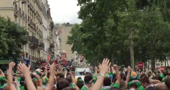 VIDEO: An Irish fan has stripped on top of a van in the middle of Paris (NSFW)
