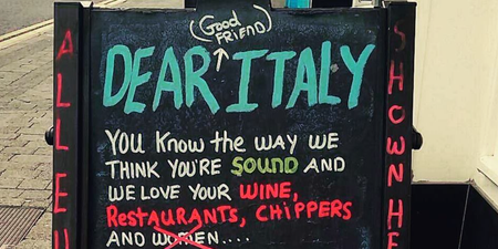An Irish pub has a very special message for Italy ahead of today’s game 