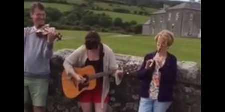 Irish family recreate the Father Ted theme tune outside the Father Ted house