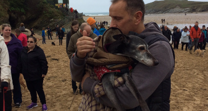 Hundreds joined Walnut the dog on his last ever walk