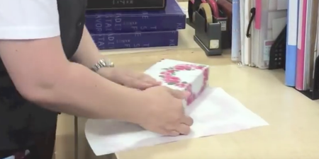 Here’s how you wrap a present in under 15 seconds