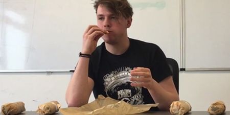 Man tries to devour five chicken fillet rolls in less than an hour