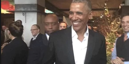 The Obamas lunch with Bono in New York, resulting in a standing ovation