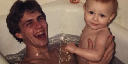 Father and son recreate baby photo and the results are horrifying