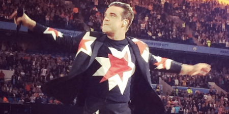 ‘We are not scared’: Robbie Williams’ heartfelt tribute to Manchester victims