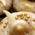 These butterbeer doughnuts have a golden snitch inside them and just look