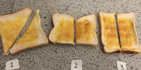 A toast cutting debate has kicked off online and we don’t know what to think