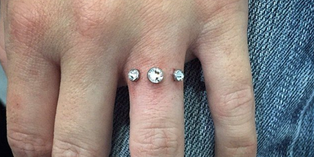 People are getting diamond piercings on their fingers instead of engagement rings