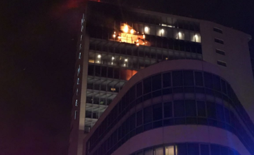Dublin Fire Brigade tackling a serious fire in a hotel in Ballymun