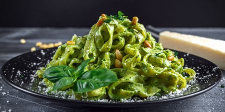This one-pot cheesy pesto pasta takes about 10 mins to make it is divine