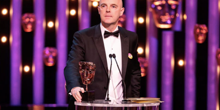 Irish actor Brían F. O’Byrne makes a stand for the Yes campaign during BAFTA speech